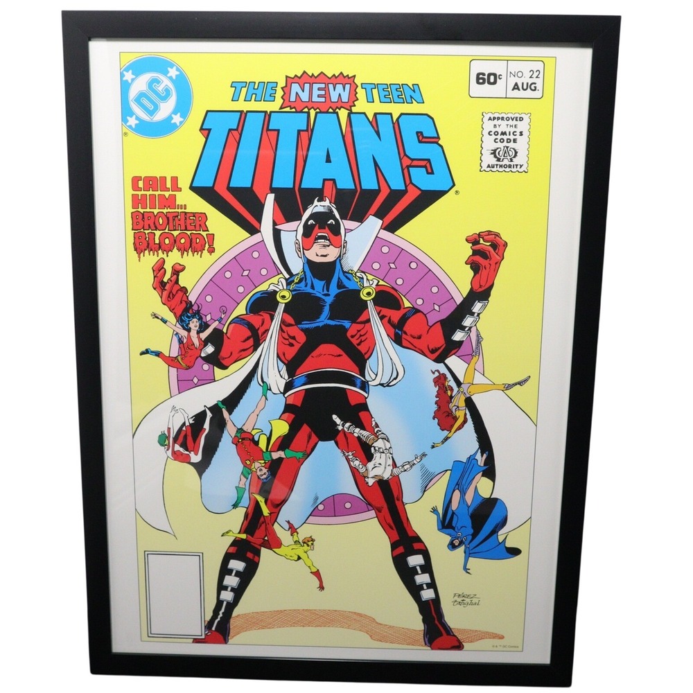 DC Comics Wall Art The New Teen Titans #22 Framed Brother Blood Perez Cover Art